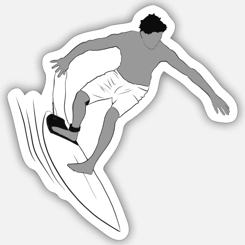 Surfer - Sticker Größe S (10 x 10 cm) - Mattweiß