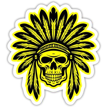 Apache Indian Chief Skull - Sticker size S (10 x 10 cm) - white matte - Front
