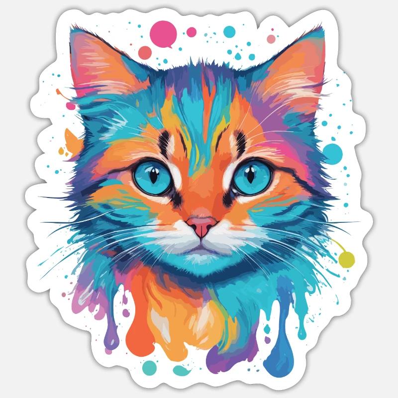 Chat mignon Sticker taille S (10 x 10 cm)