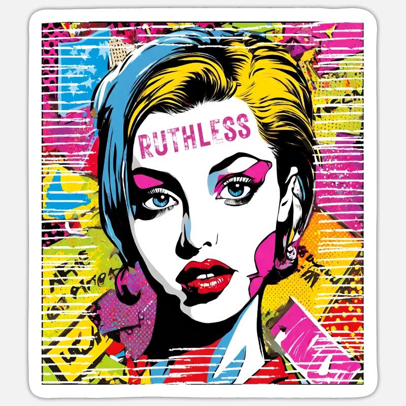Femme impitoyable du pop art Sticker taille S (10 x 10 cm)