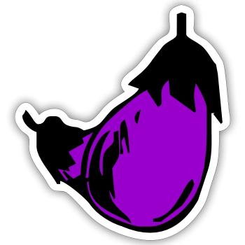 Aubergines - Sticker taille S (10 x 10 cm) - blanc mat - Devant