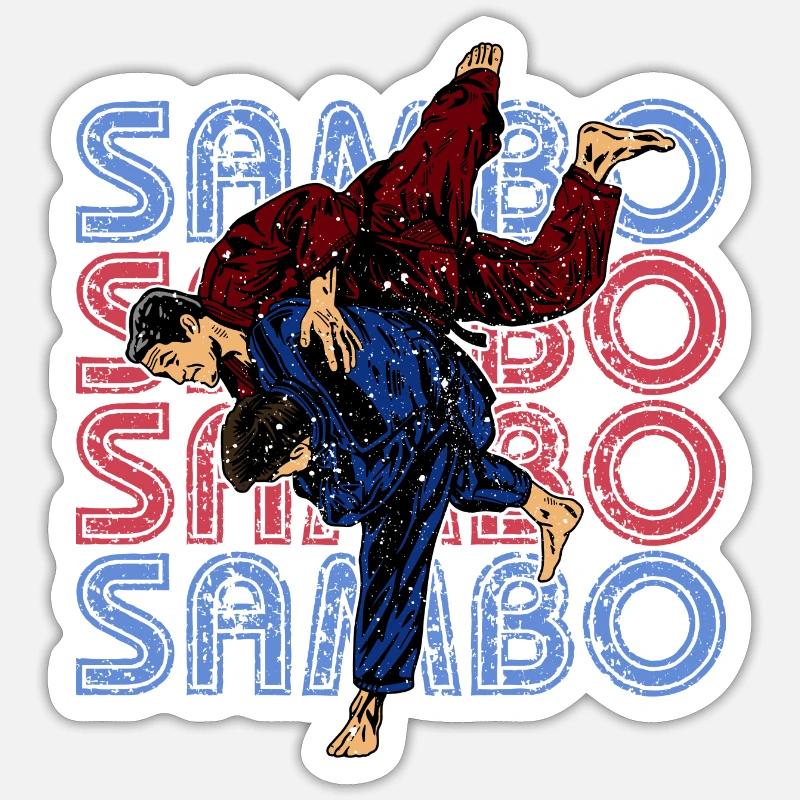 Sambo Selbstverteidigung UdSSR Kampfkunst - Sticker Größe S (10 x 10 cm) - Mattweiß