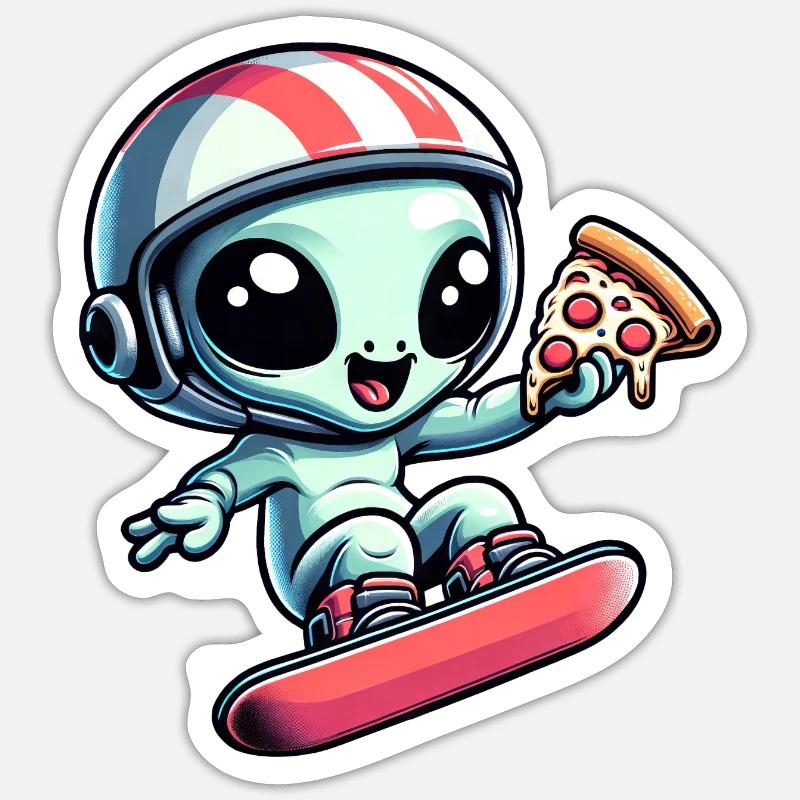 Mignon Comic Alien Snowboard Snowboarder Sticker taille S (10 x 10 cm)