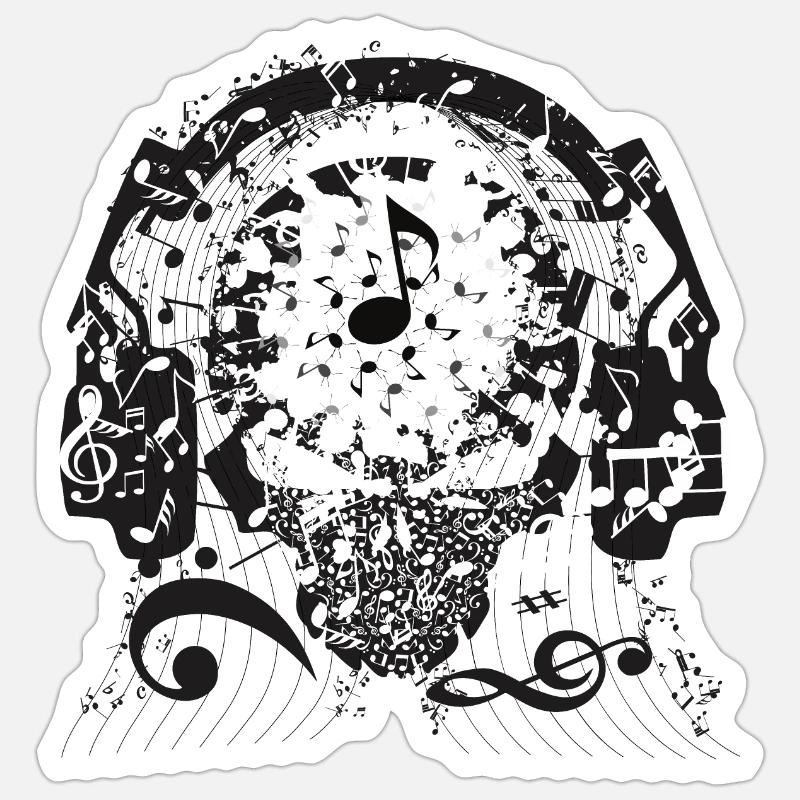 Notenschädel - Sticker Größe S (10 x 10 cm) - Mattweiß
