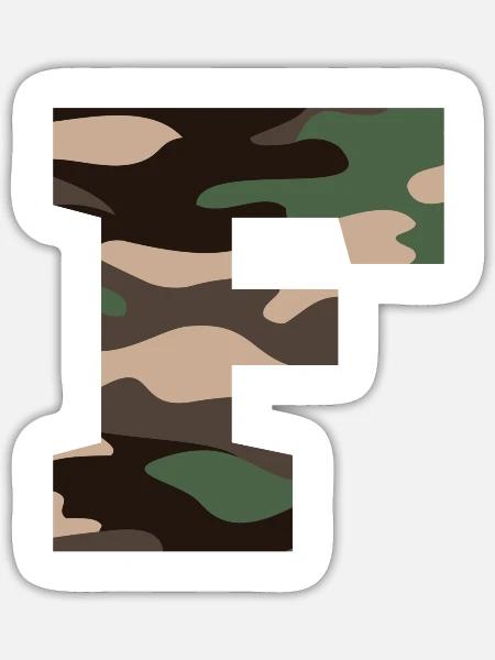 Buchstabe F Militärische Tarnung - Geschenkidee - Sticker Größe S (10 x 10 cm) - Mattweiß