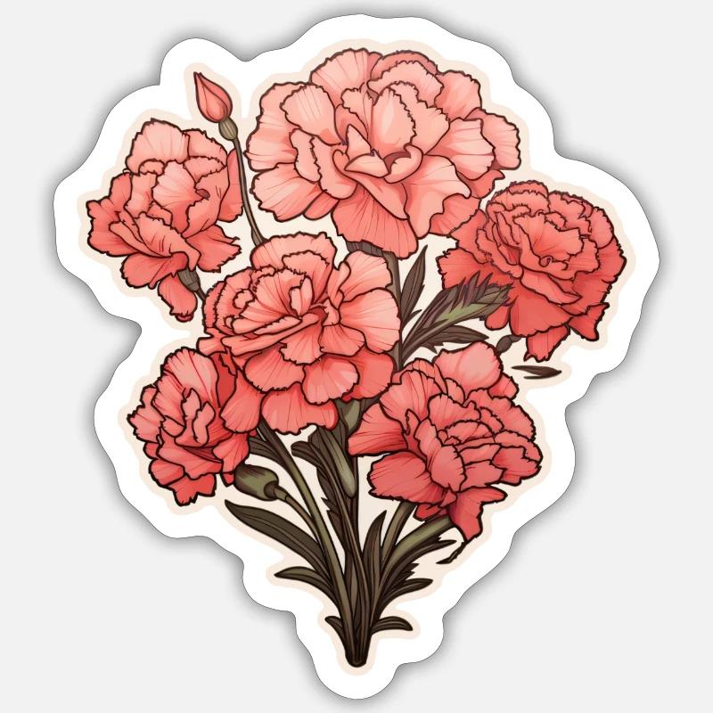 Oeillets Oeillet 6 Fleurs - Sticker taille S (10 x 10 cm) - blanc mat