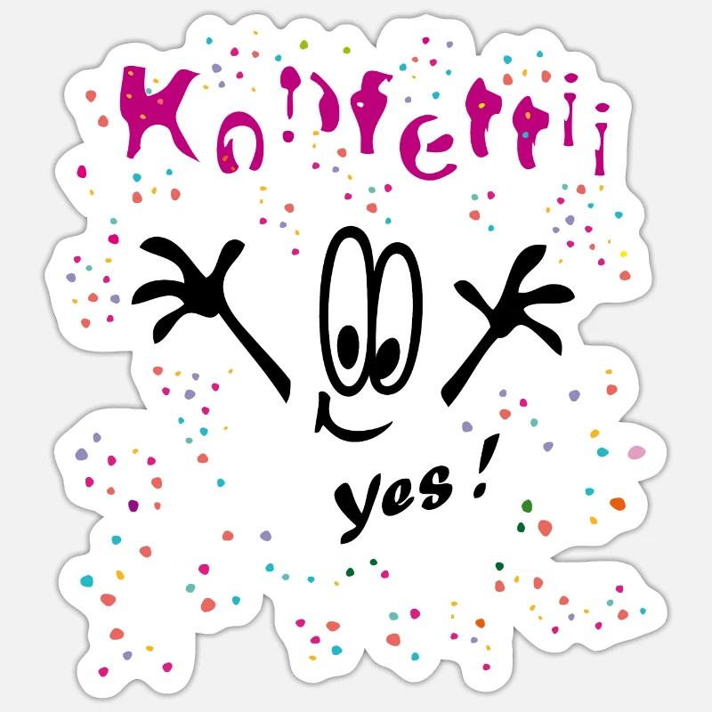 Konfetti Karneval Comic - Sticker Größe S (10 x 10 cm) - Mattweiß