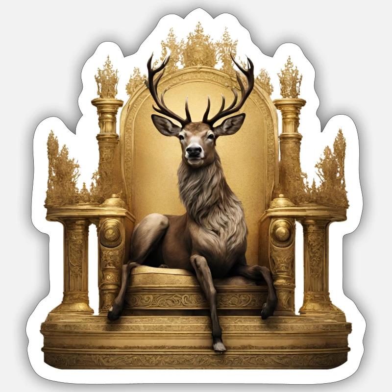 König Hirsch - Sticker Größe S (10 x 10 cm) - Mattweiß