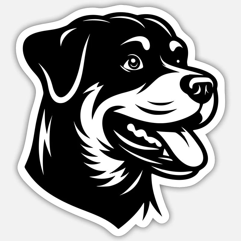 Tête de dessin Rottweiler - Sticker taille S (10 x 10 cm) - blanc mat
