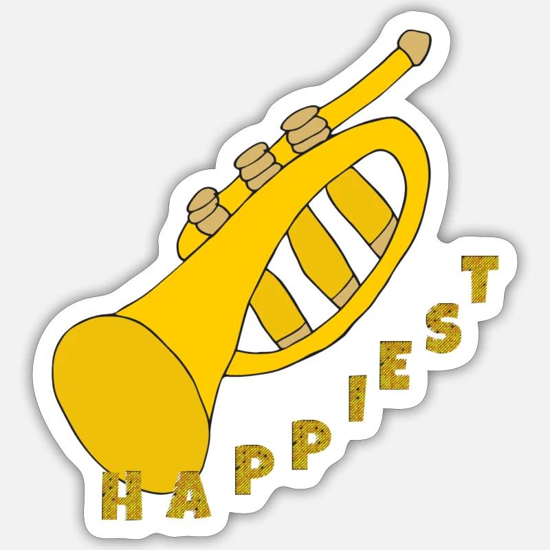 LA TROMPETTE LA PLUS HEUREUSE - Sticker taille S (10 x 10 cm) - blanc mat