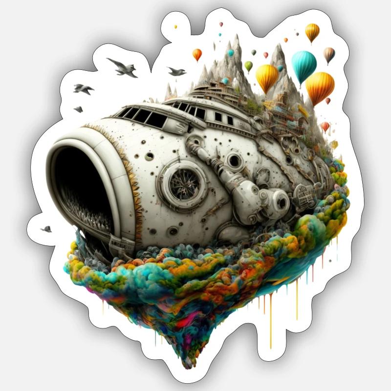 Micro World - Ship Sticker size S (10 x 10 cm)