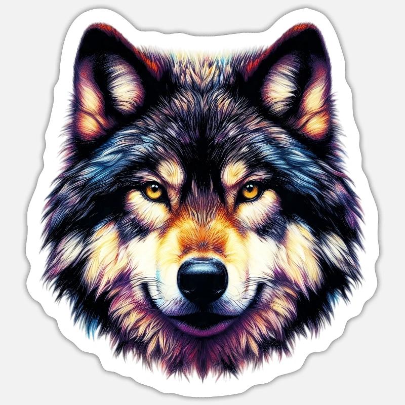 Loup - Sticker taille S (10 x 10 cm) - blanc mat