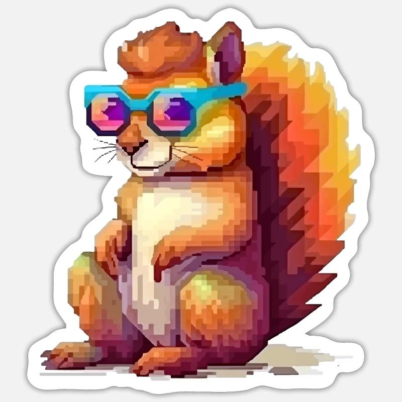 Pixulo l'écureuil - Sticker taille S (10 x 10 cm) - blanc mat