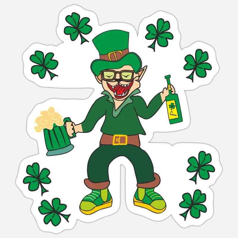 Funny leprechaun - Sticker size S (10 x 10 cm) - white matte