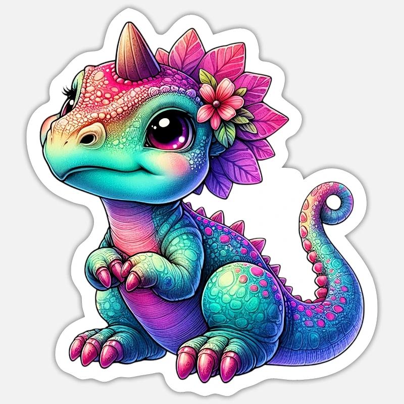 Dinosaure - Sticker taille S (10 x 10 cm) - blanc mat