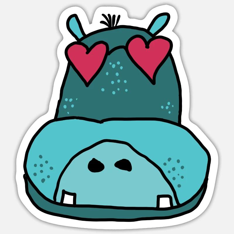 Hippo - Sticker Größe S (10 x 10 cm) - Mattweiß