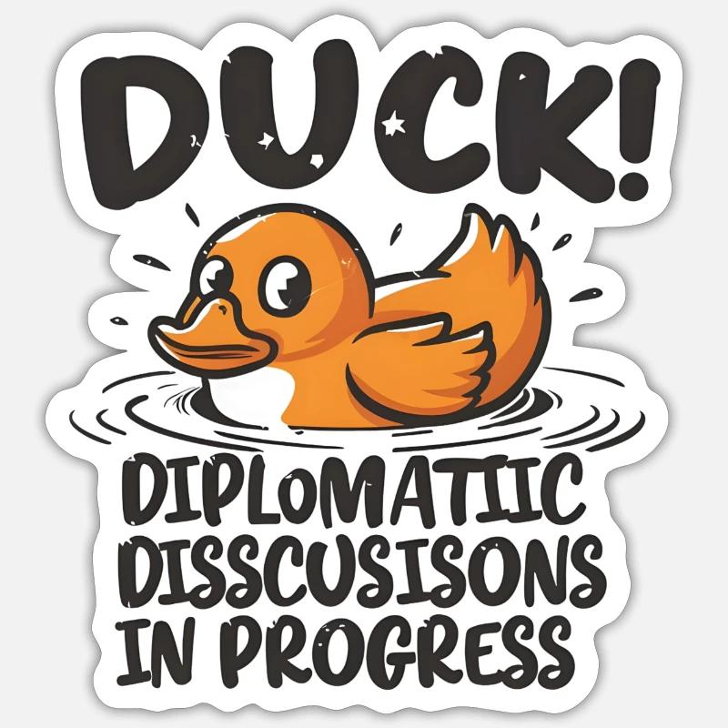 Duck! Diplomatic discussions in progress - Sticker size S (10 x 10 cm) - white matte