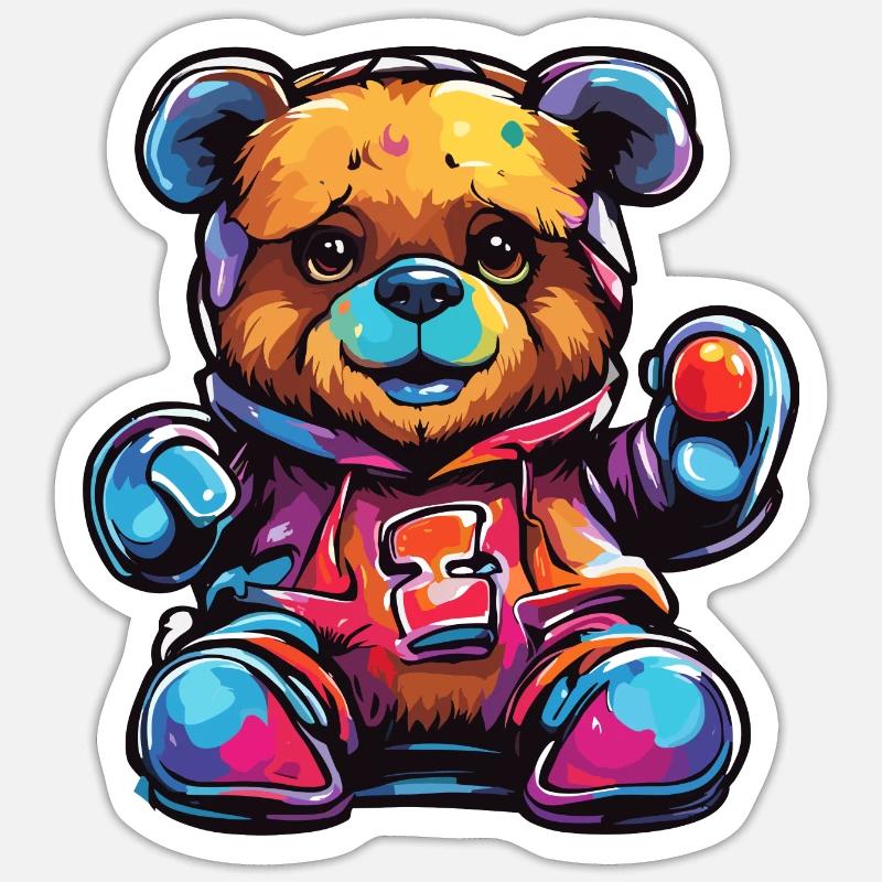 Teddybär / Kuscheltier / Stofftier / Geschenkidee - Sticker Größe S (10 x 10 cm) - Mattweiß