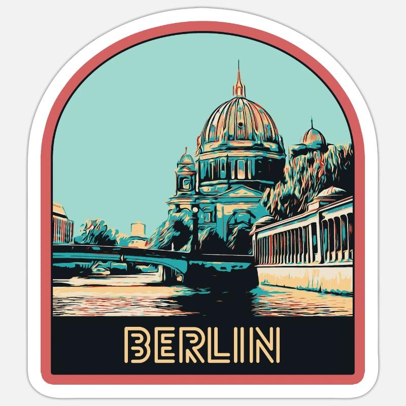 Illustration Historische Mitte Berlins - Sticker Größe S (10 x 10 cm) - Mattweiß