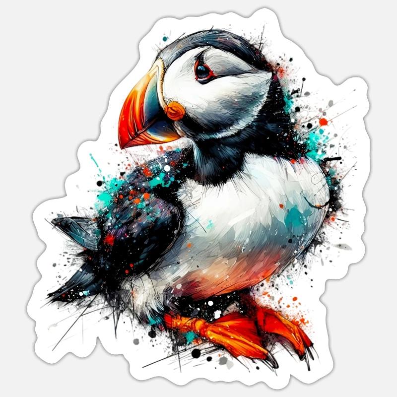 Papageitaucher - Sticker Größe S (10 x 10 cm) - Mattweiß