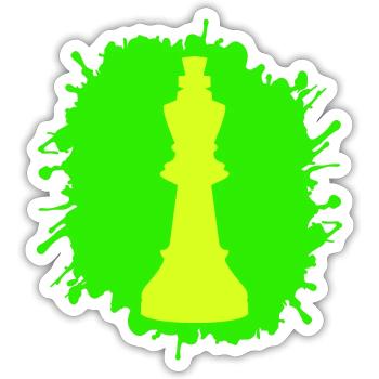 Roi d’échecs éclaboussé 1 - Sticker taille S (10 x 10 cm) - blanc mat - Devant