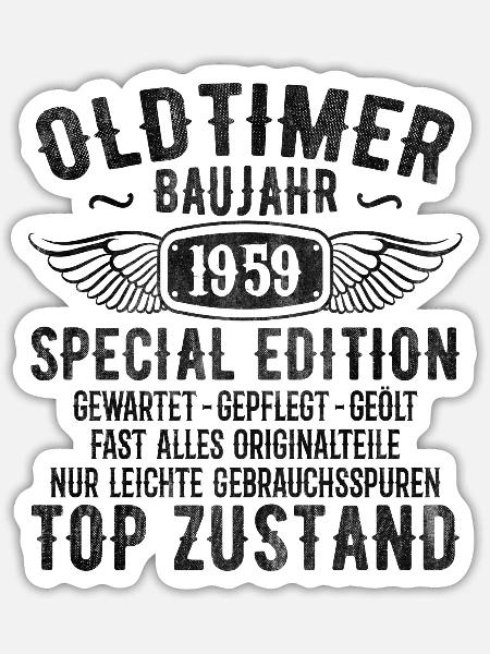 Vintage 1959 Geburtstagsgeschenk 1959 Baujahr - Sticker Größe S (10 x 10 cm) - Mattweiß