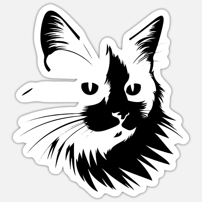 Chat, Motif De Chat - Sticker taille S (10 x 10 cm) - blanc mat