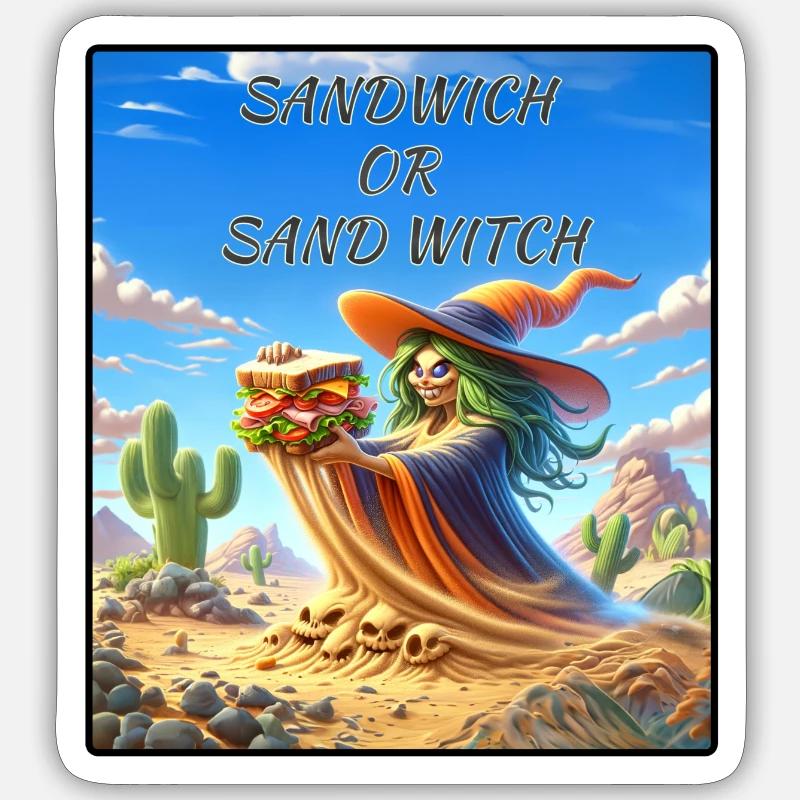 Sandwich oder Sand Witch Fun Confusion Hemd Sticker Größe S (10 x 10 cm)