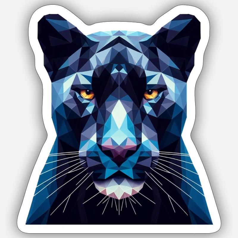 Une panthère bleue dans le style polygonal Sticker taille S (10 x 10 cm)