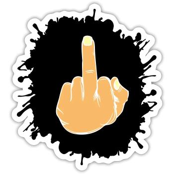 Doigt d’honneur éclaboussé - Sticker taille S (10 x 10 cm) - blanc mat - Devant