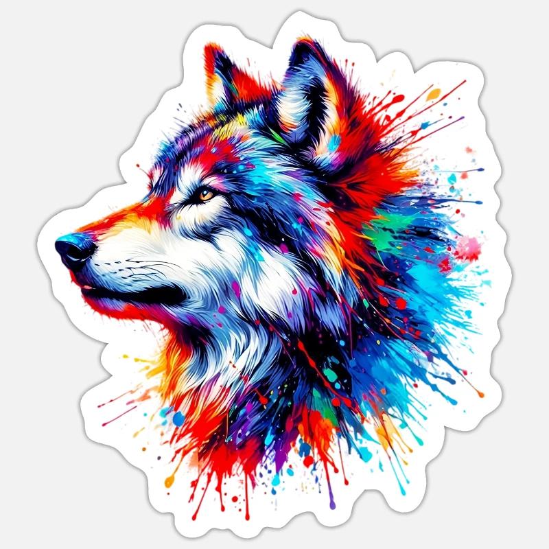 Wolf - Sticker Größe S (10 x 10 cm) - Mattweiß