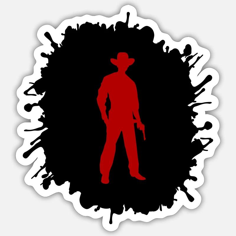 Éclaboussures de cow-boy - Sticker taille S (10 x 10 cm) - blanc mat