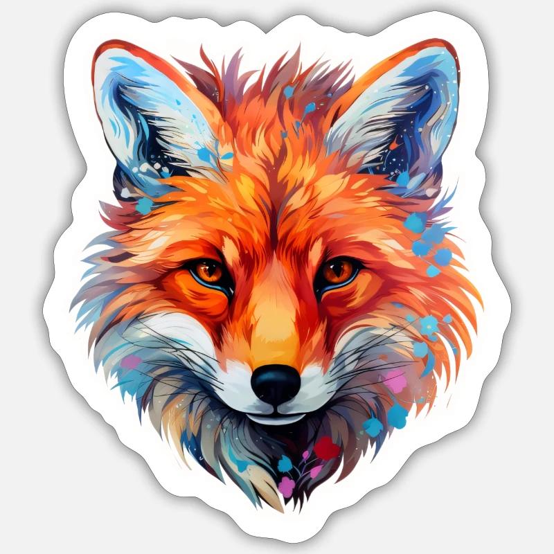 Fox head coloured - Sticker size S (10 x 10 cm) - white matte