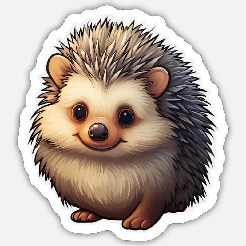 Hérisson mignon - Sticker taille S (10 x 10 cm) - blanc mat