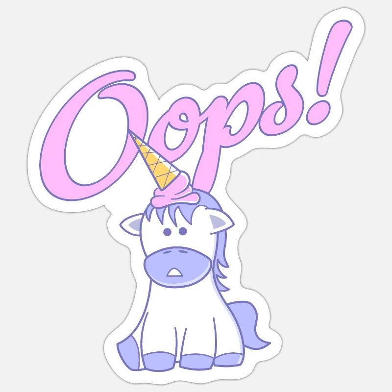 Unicorn Oops! Sticker size S (10 x 10 cm)