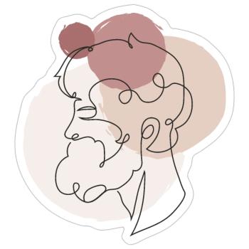 Men's Line Art - Sticker size S (10 x 10 cm) - white matte - Front