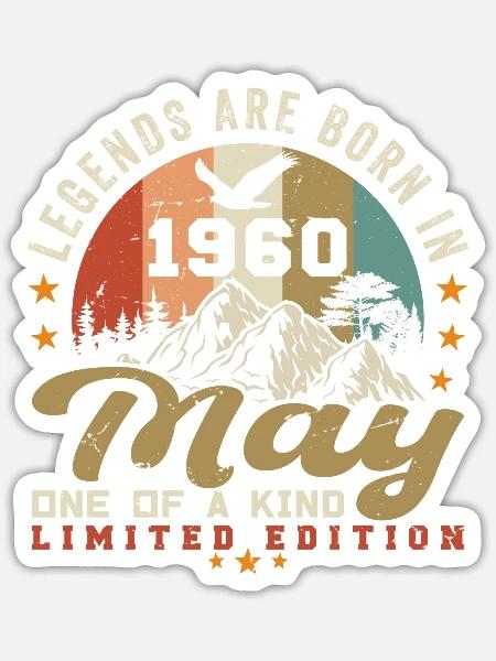 Mai 1960 Geburtstagsgeschenk Mai 1960 - 1960 Mai - Sticker Größe S (10 x 10 cm) - Mattweiß