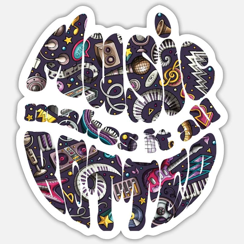 Music makes it all better - Sticker Größe S (10 x 10 cm) - Mattweiß