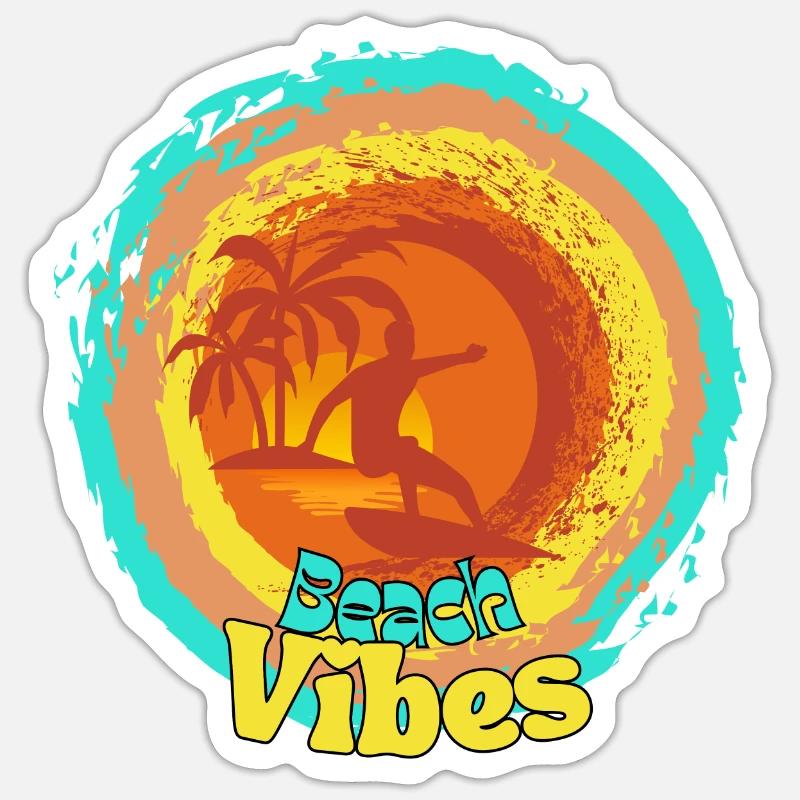 Beach Surfing Sunset Design - Sticker size S (10 x 10 cm) - white matte