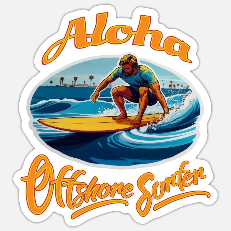 Aloha Surfeur hauturier - Sticker taille S (10 x 10 cm) - blanc mat