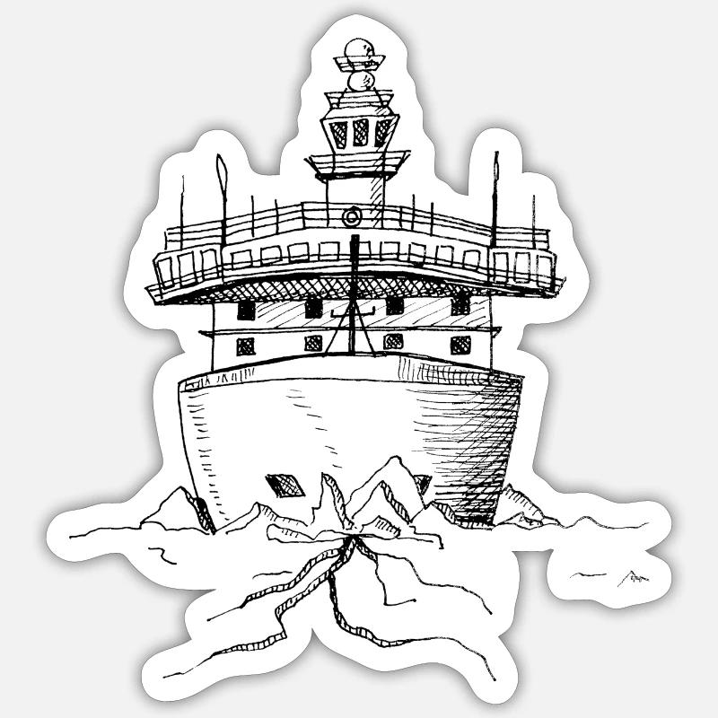 Brise-glace frontal pour navire - Sticker taille S (10 x 10 cm) - blanc mat