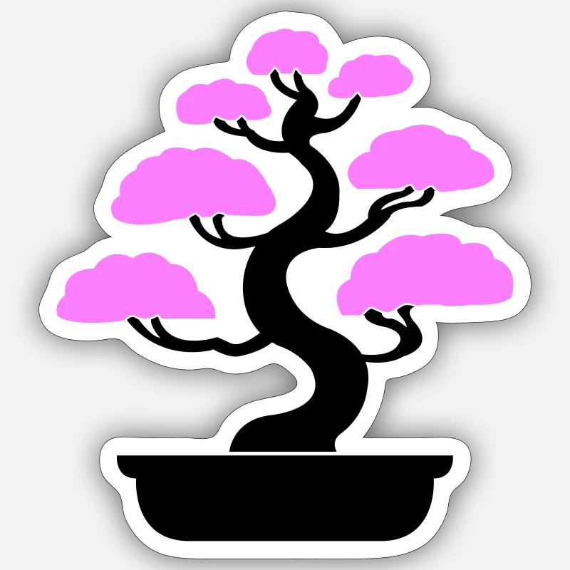 bonsai baum tree - Sticker Größe S (10 x 10 cm) - Mattweiß