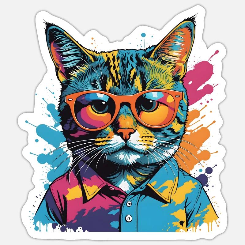 MADFOXX - CC-Chat - Sticker taille S (10 x 10 cm) - blanc mat