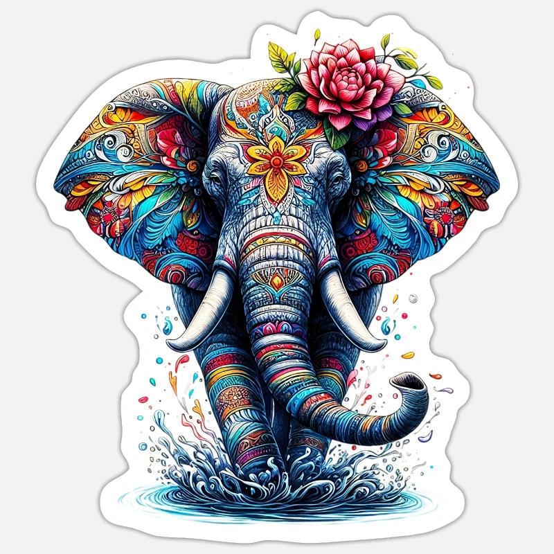 Elefant - Sticker Größe S (10 x 10 cm) - Mattweiß
