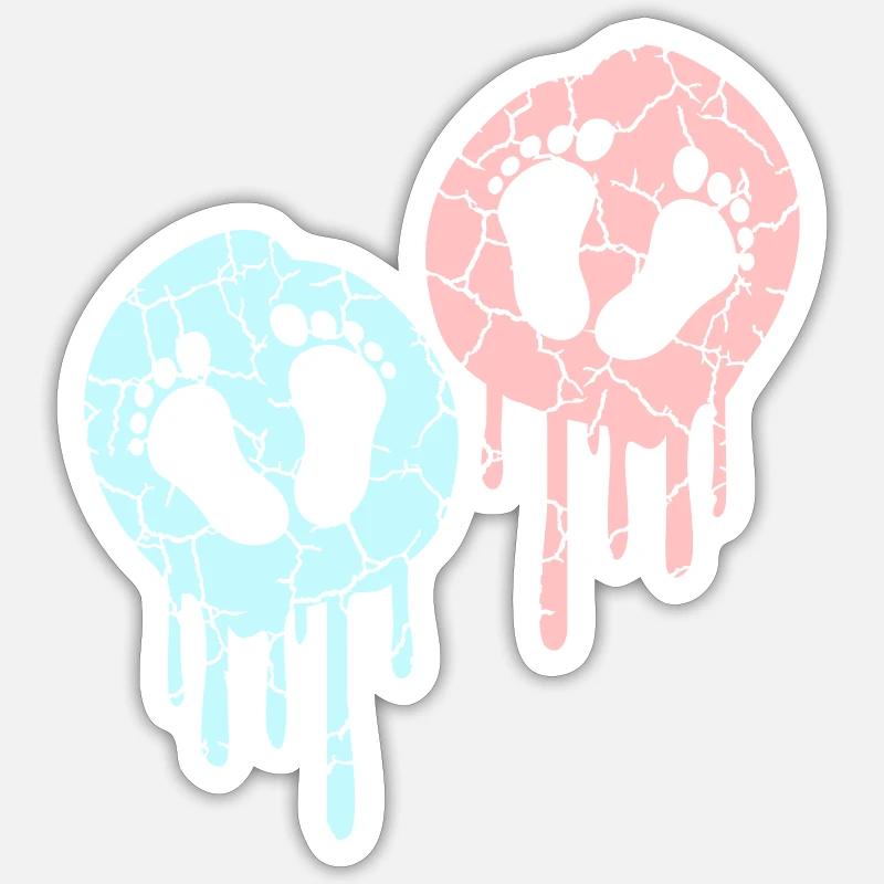 2 Twins Bébés Enceinte Ventre Empreinte Pieds Sticker taille S (10 x 10 cm)