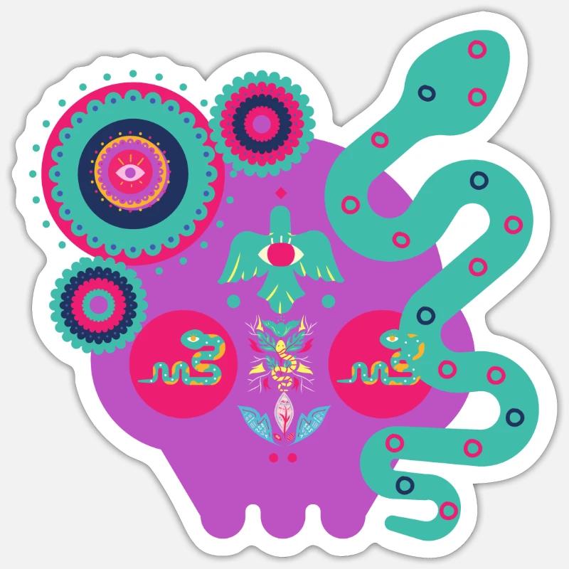 abstract serpent form - Sticker Größe S (10 x 10 cm) - Mattweiß