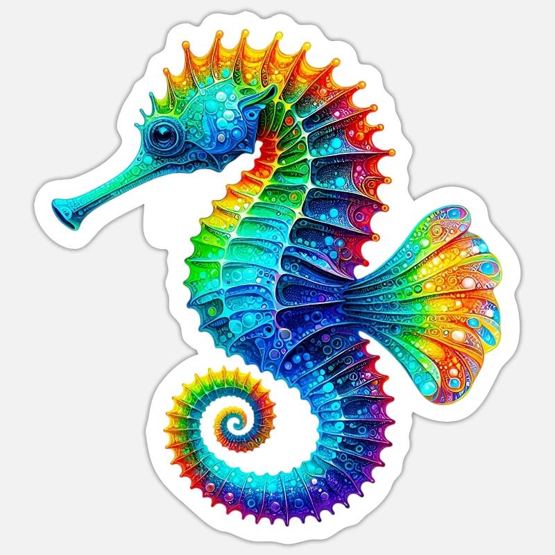 Seepferdchen - Sticker Größe S (10 x 10 cm) - Mattweiß