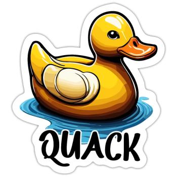 Canard en caoutchouc / Canard en caoutchouc / Eau / Baignoire - Sticker taille S (10 x 10 cm) - blanc mat - Devant