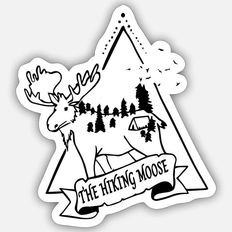 Der wandernde Elch Sticker Größe S (10 x 10 cm)