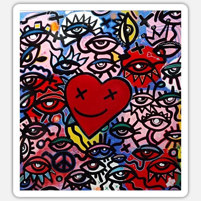 Graffiti Corazon y ojos Sticker size S (10 x 10 cm)